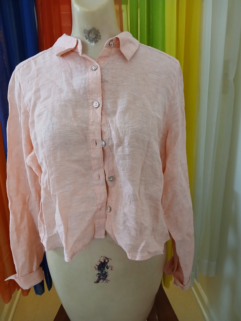 Cynthia Rowley Pale Pink Linen Button-Down Shirt